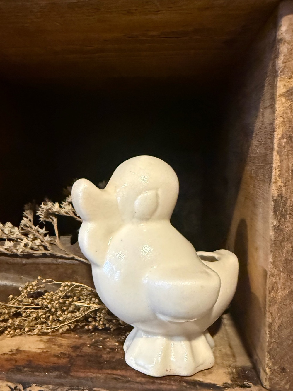 Miniature Vintage Ceramic Duck Planter in Cream - Decorative Home Accent - Picture 2 of 12
